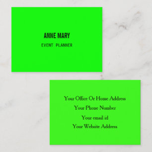 Neon Green Colourful Bright Modern Event Planner Business Card
