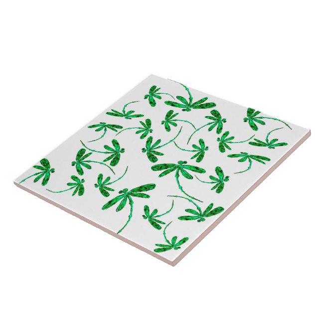 Neon Green Dragonfly Frenzy Tile (Side)