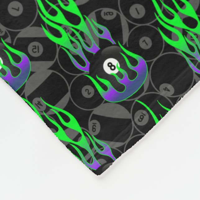 Neon Green Eight Ball  Fleece Blanket (Corner)