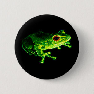 Neon Green Electric Tree Frog - Glowing Animal Des 2 Inch Round Button