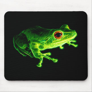 Neon Green Electric Tree Frog - Glowing Animal Des Mouse Pad