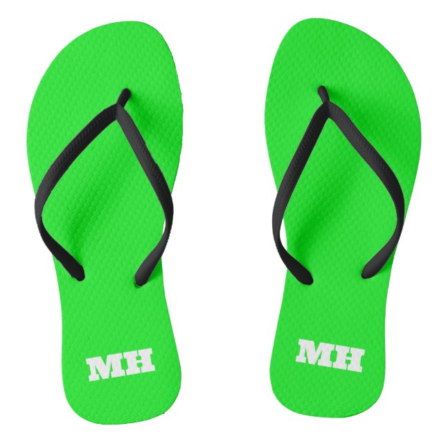 Neon Green Elegant Minimalist Colour Plain Bright Flip Flops (Footbed)