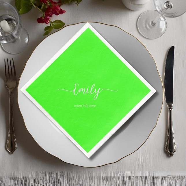 neon  green elegant script napkin (Creator Uploaded)