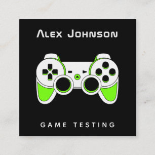 Neon Green Game Testing Tester Developer Joypad Square Business Card