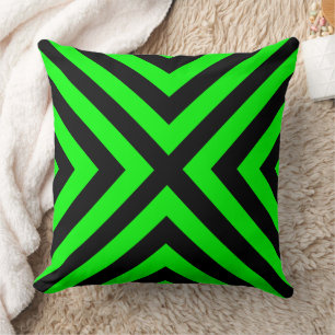 Neon Green Geometric Decorative Throw Pillow