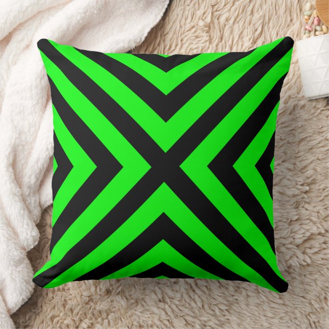 Neon Green Geometric Decorative Throw Pillow (Blanket)