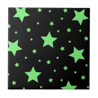 Neon Green Geometric Stars Pattern Tile