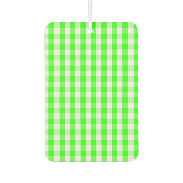 Neon Green Gingham Pattern by Shirley Taylor Air Freshener (Front)