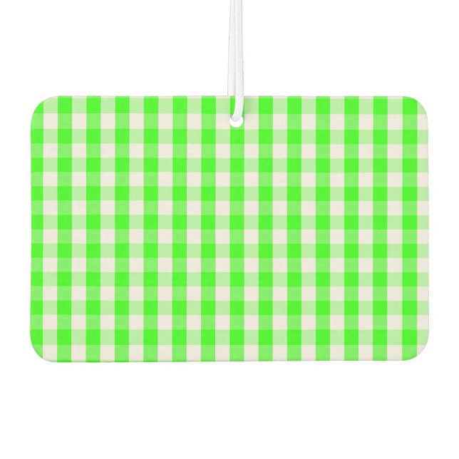 Neon Green Gingham Pattern by Shirley Taylor Air Freshener (Front)