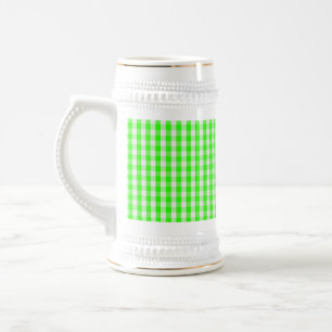 Neon Green Gingham Pattern by Shirley Taylor Beer Stein