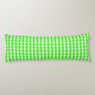 Neon Green Gingham Pattern by Shirley Taylor Body Pillow