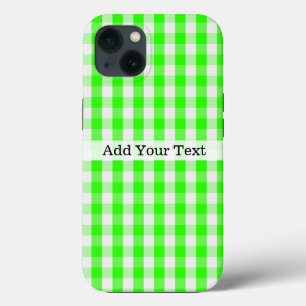Neon Green Gingham Pattern by Shirley Taylor iPhone 13 Case