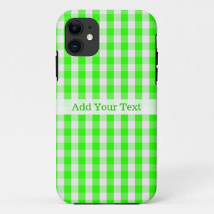Neon Green Gingham Pattern by Shirley Taylor iPhone 11 Case