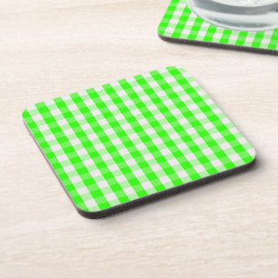 Neon Green Gingham Pattern by Shirley Taylor Coaster