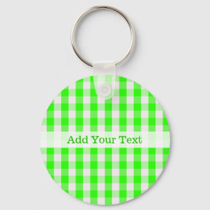 Neon Green Gingham Pattern by Shirley Taylor Keychain