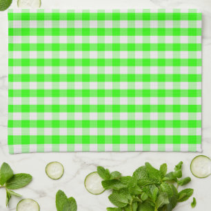 Neon Green Gingham Pattern by Shirley Taylor Kitchen Towel
