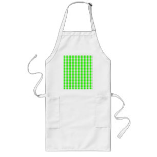 Neon Green Gingham Pattern by Shirley Taylor Long Apron