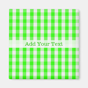 Neon Green Gingham Pattern by Shirley Taylor Magnet