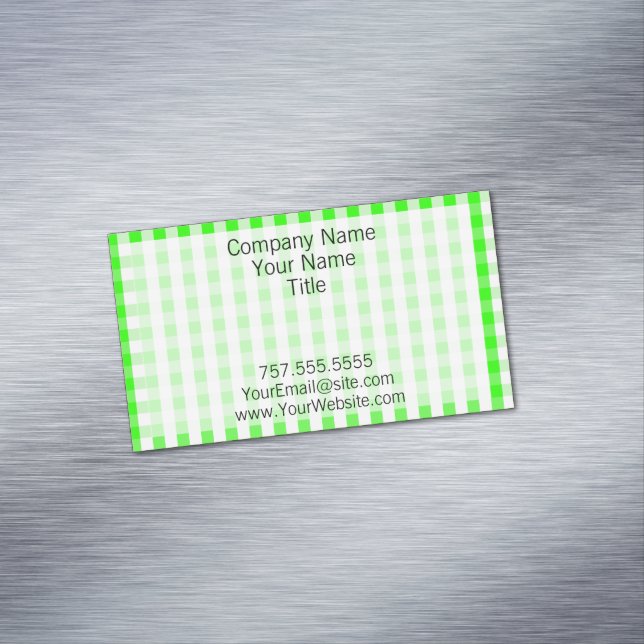 Neon Green Gingham Pattern by Shirley Taylor Magnetic Business Card (In Situ)