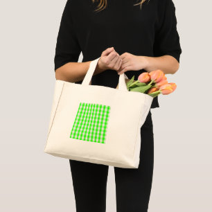 Neon Green Gingham Pattern by Shirley Taylor Mini Tote Bag