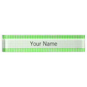 Neon Green Gingham Pattern by Shirley Taylor Nameplate