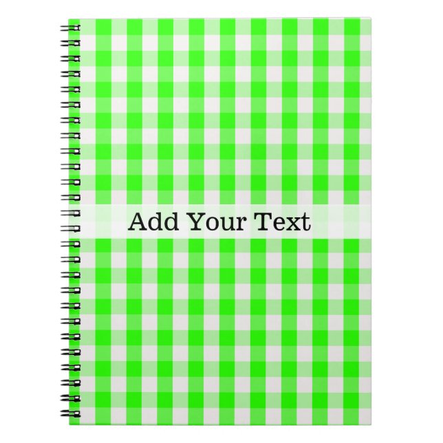 Neon Green Gingham Pattern by Shirley Taylor Notebook (Front)