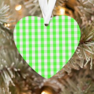 Neon Green Gingham Pattern by Shirley Taylor Ornament