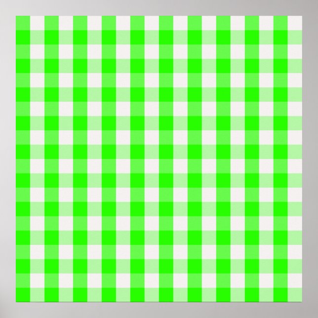 Neon Green Gingham Pattern by Shirley Taylor Poster (Front)