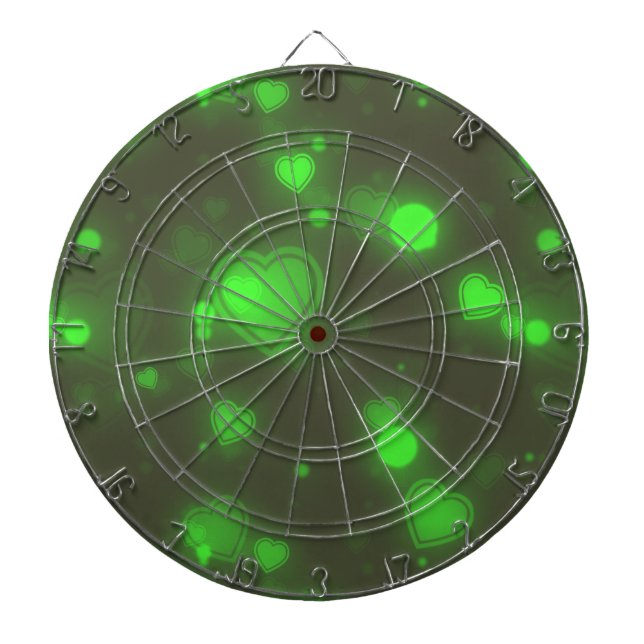 Neon Green Glitter Bubble Hearts Dartboard (Front)