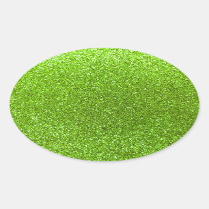 Neon green glitter oval sticker