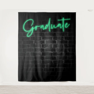 Neon Green Glow Light Graduate Party Photo Booth Tapestry