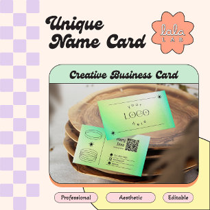 Neon Green Gradient Carte de visite modifiable ten