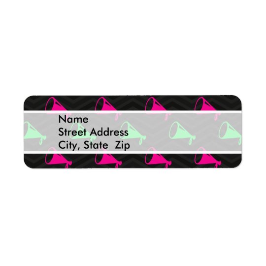 Neon Green, Hot Pink, Cheerleader, Black Chevron Return Address Label