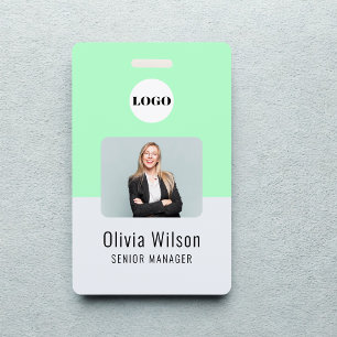 Neon Green ID Custom Business Logo Employee Photo Badge