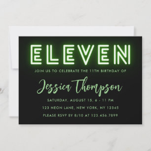 Neon Green Invitation du 11e anniversaire