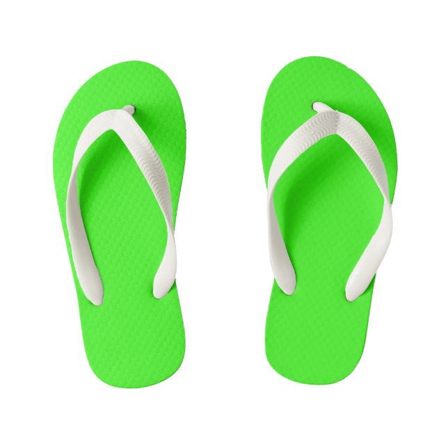 Neon Green Kid's Flip Flops (Footbed)
