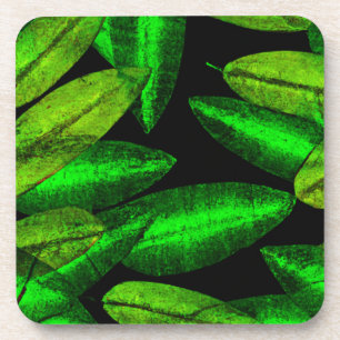 Neon Green Leaves Art. Buy Now Coaster