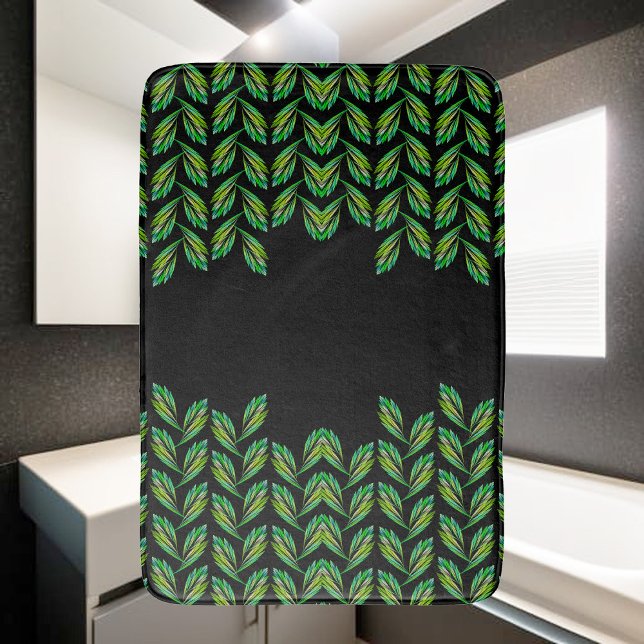 Neon green leaves - fractal art, bath mat (Creator Uploaded)