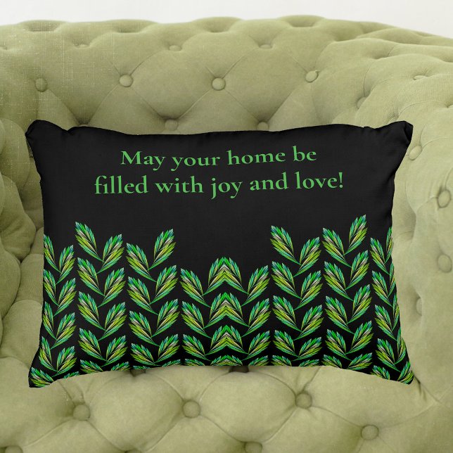 Neon green leaves - fractal art, irish saying,  accent pillow (Creator Uploaded)