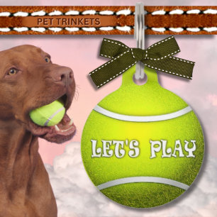 Neon Green Let's Play Tennis Ball Pet Tag