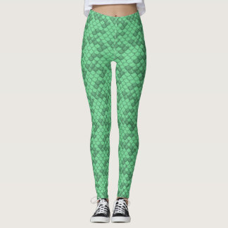 Neon Green Mermaid Échelle Leggings Ariel Inspiré