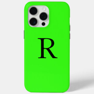 Neon Green Monogram Initial Name Custom Color iPhone 15 Pro Max Case