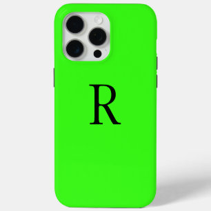 Neon Green Monogram Initial Name Custom Colour iPhone 15 Pro Max Case