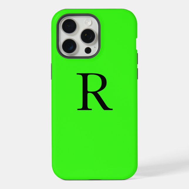 Neon Green Monogram Initial Name Custom Colour iPhone Case (Back)