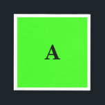 Neon Green Monogram Initial White Custom Modern Napkin<br><div class="desc">Designed with text template for monogrammed initial which you can customize! You may also change the background colour as you like.</div>