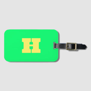 Neon Green Monogrammed Trendy Travel Bright Luggage Tag