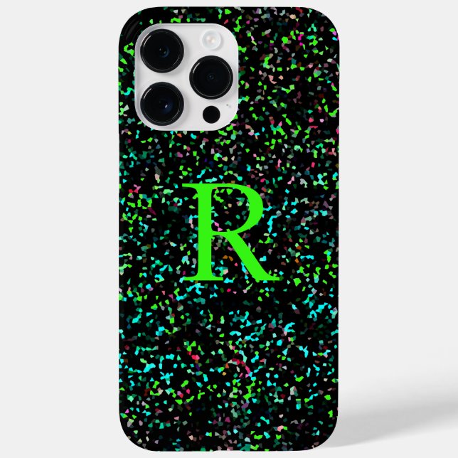 Neon Green Monograms Glitter Patterns Custom Case-Mate iPhone Case (Back)