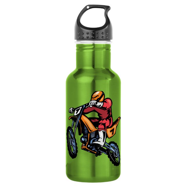 Neon Green Motocross 532 Ml Water Bottle (Front)