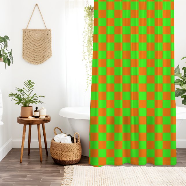Neon Green Orange Chequered Chequerboard Vintage (Creator Uploaded)