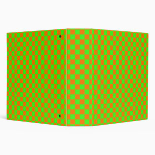 Neon Green Orange Chequered Chequerboard Vintage Binder